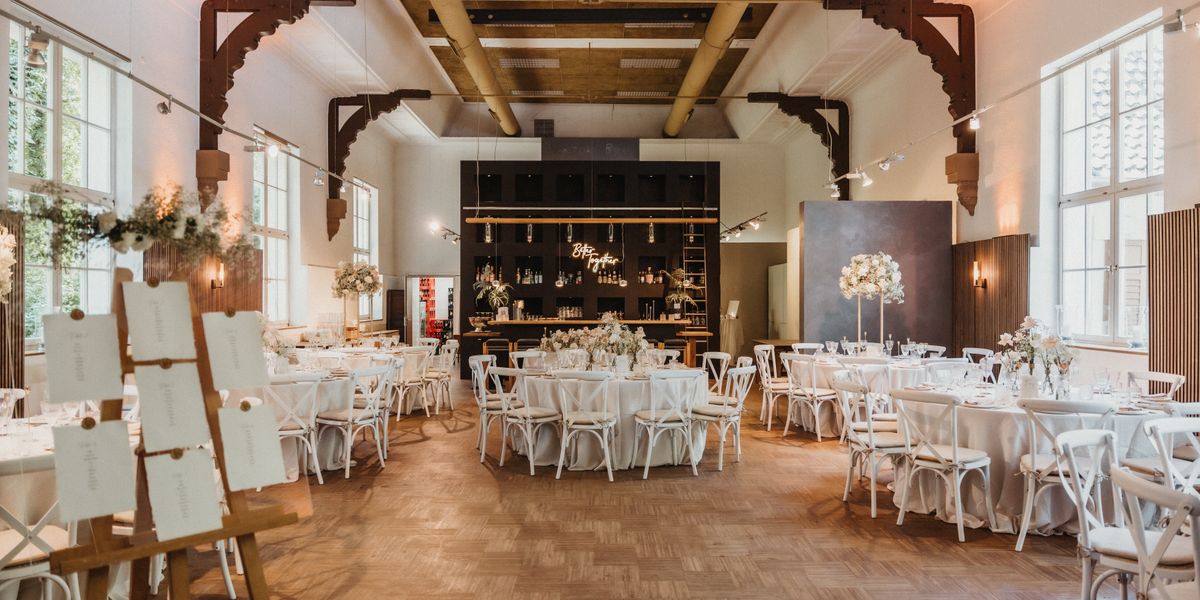 Spacious banquet hall set up for a corporate event at Gateway Conference & Event Center